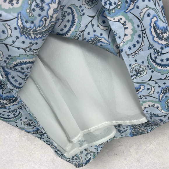 Into Blue Floral Tie Back Drape Front Floral Midi‎ Dress Womens Size 12 Lined - Picture 12 of 14